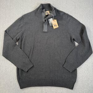 Refectory Mock Neck Sweater Men's Large Gray Knit Button British Inspired New